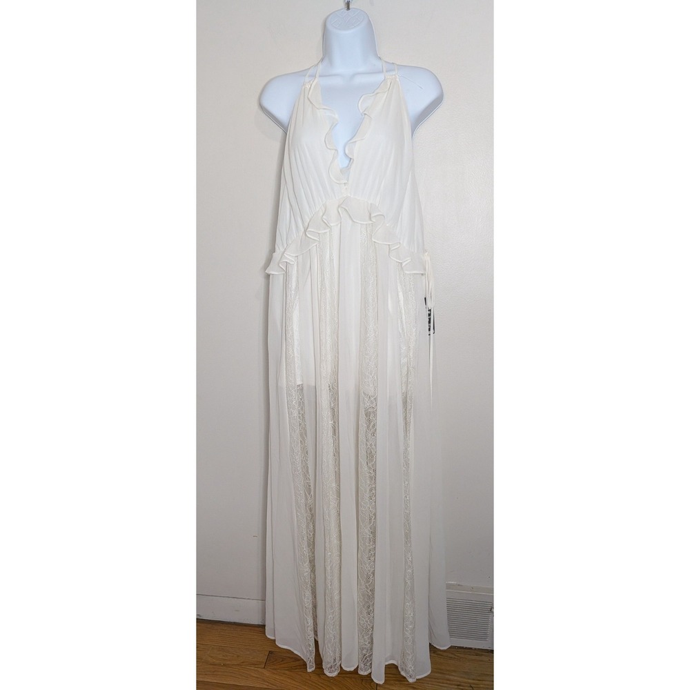 NWT Size M Express Lace Deep V Maxi Dress Romper Boho Euro Summer Beach Wedding - Picture 3 of 10